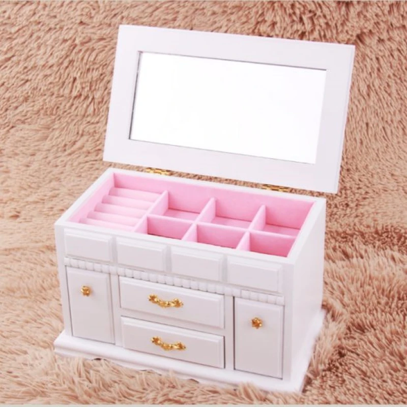 2021 New Princess Jewelry Box Antique Solid Wood High-End European Retro Chinese Style Luxury Jewelry Storage