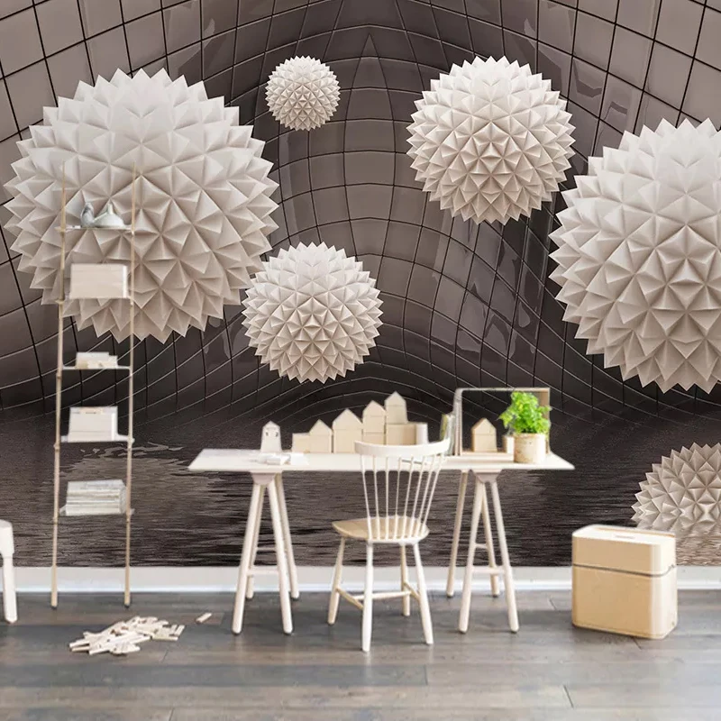 Фотообои на заказ 3D стереоскопические круглые шары абстрактное пространство