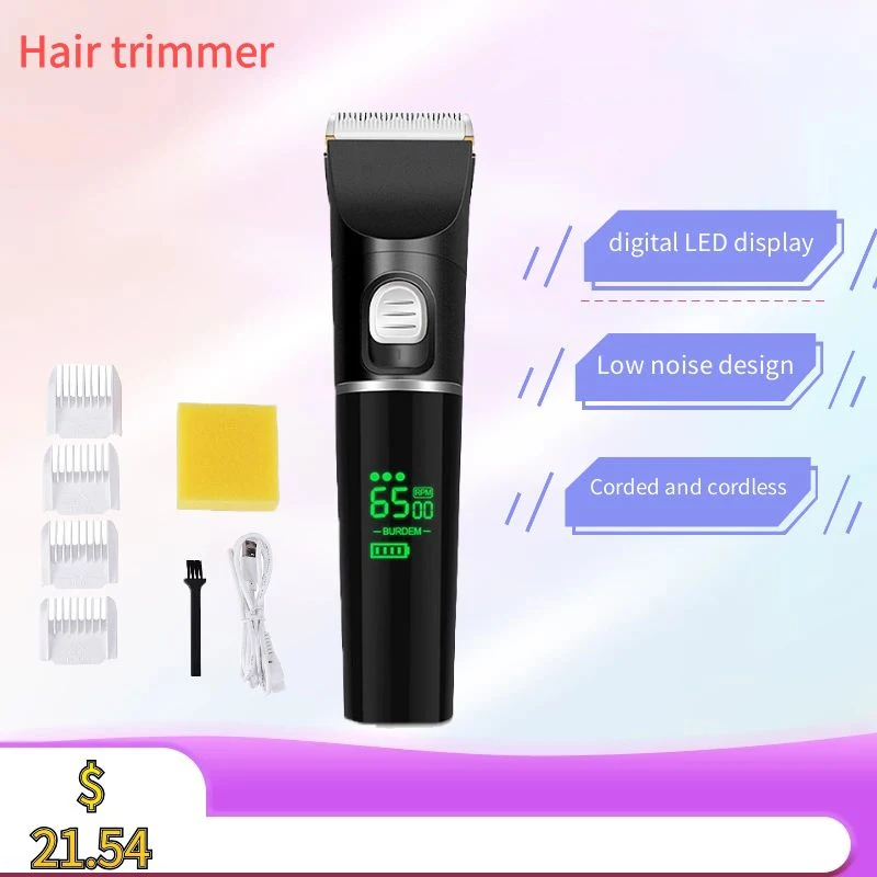 Профессиональный триммер для волос с цифровым ЖК дисплеем и титановыми