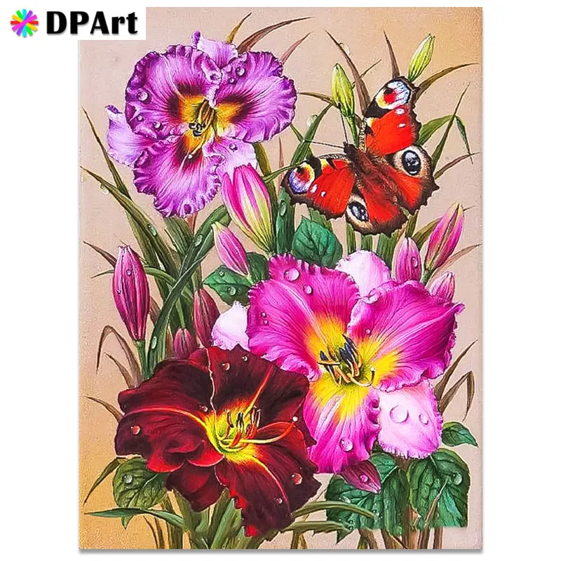 Алмазная живопись полный квадрат/круглый сверловки Цветок Бабочка 5D Алмазная вышивка Крестик Мозаика Декор Криста Zou433.