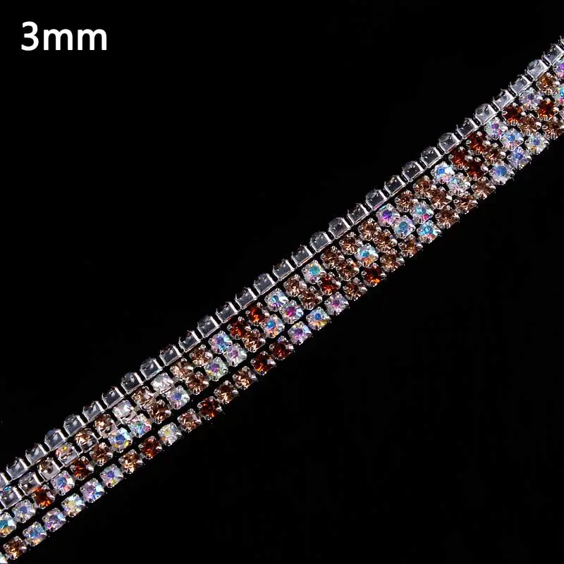 1 ярд долларов США/шт 3 мм цепочки с кристаллами серебрянной акантовкой