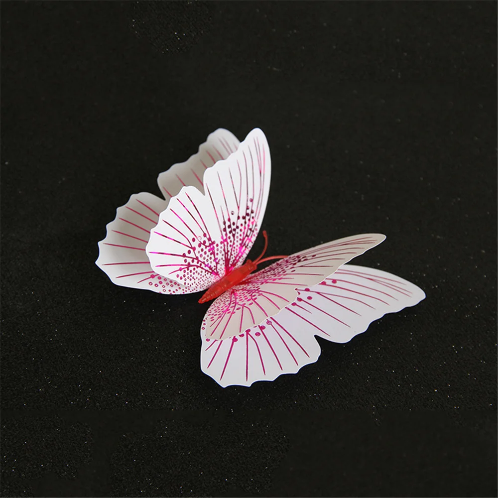 

12pcs Ambilight Double-layer 3d Butterfly Wall Sticker For Wedding Decoration Room Butterflies Wall Decor Fridge Magnet Stickers