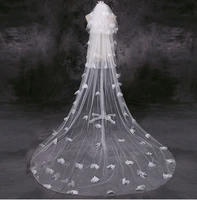 real photo elegant wedding veil cathedral long soft bridal veils with comb white 1 layerswhite ivory flowers bridal veils