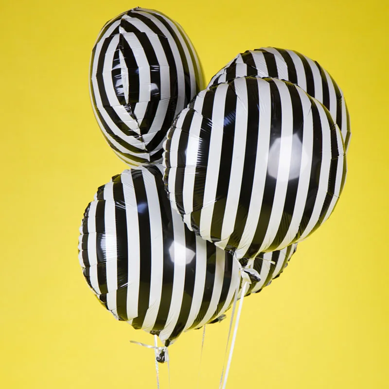 Воздушный шар из фольги в черно-белую полоску 18 дюймов 1 шт. | Дом и сад