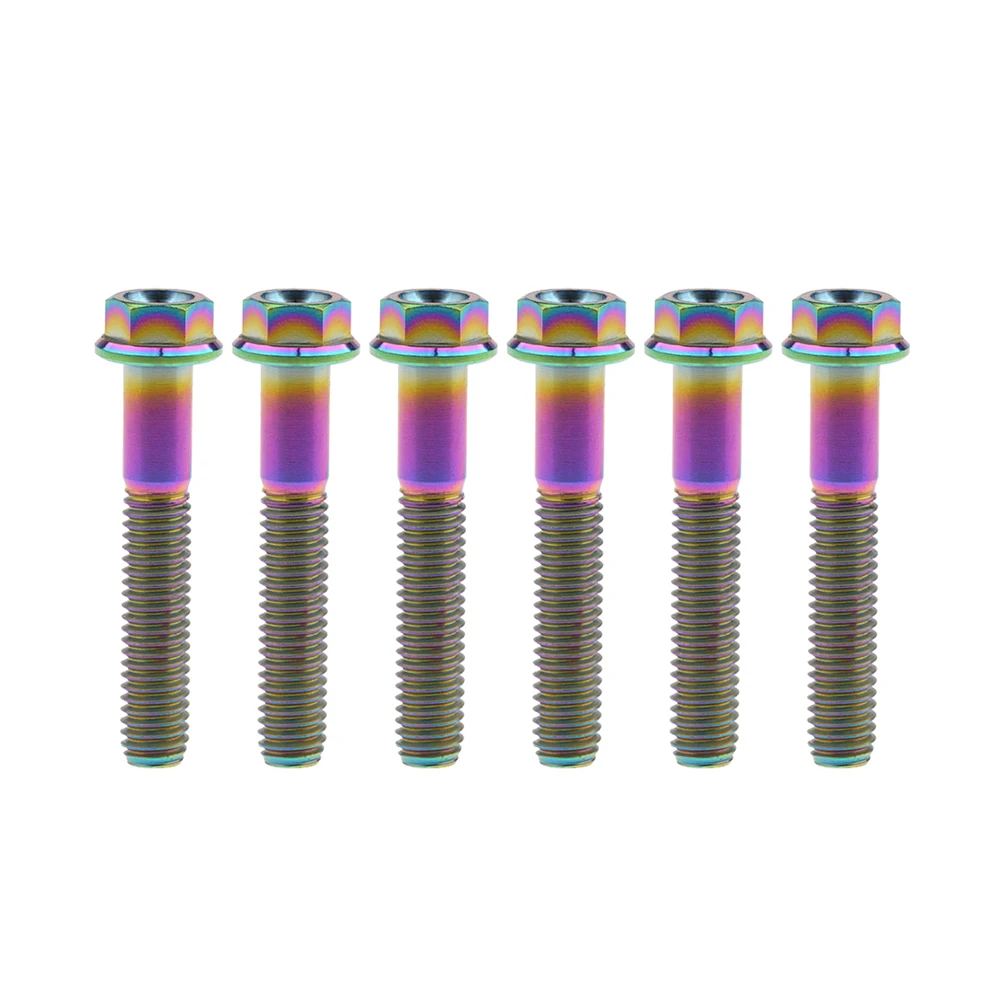 

6 Pcs Titanium M6X10 15 20 25 30 35 40 45 50 60 65 70mm Bolts M6 Ti Hex Flange Screws for Motorcycle Engine Shell Fasteners