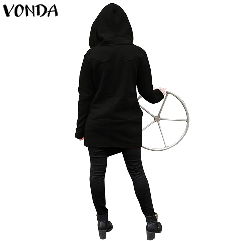 VONDA женские толстовки толстовки сезон осень-зима платье VONDA Женская Повседневная Верхняя одежда на молнии с длинным рукавом пальто S-5XL