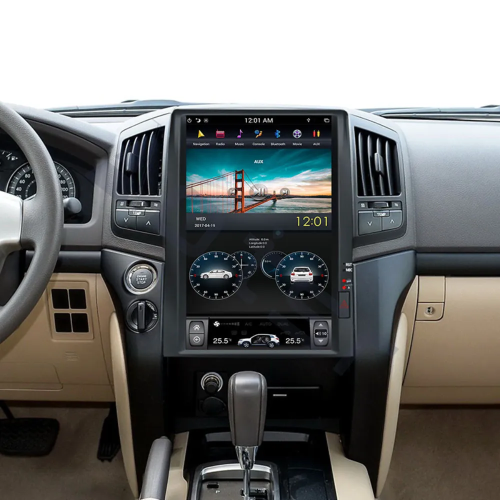 Aotsr Tesla 16“ Vertical screen Android 8.1 Car DVD Multimedia player GPS Navigation For Toyota Land Cruiser LC 200 2008