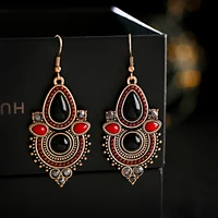 ethnic womens water drop bohemian earrings vintage red black beads gypsy jhumka earrings oorbellen hangers