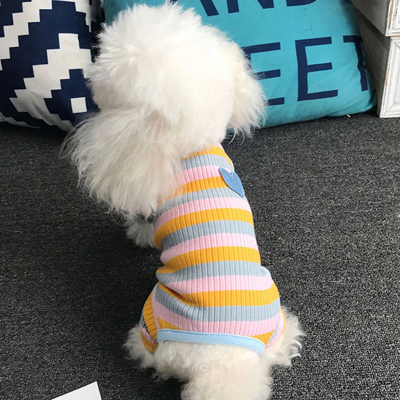 Полосатая Пижама для собак хлопковая одежда щенков чихуахуа йоркширского