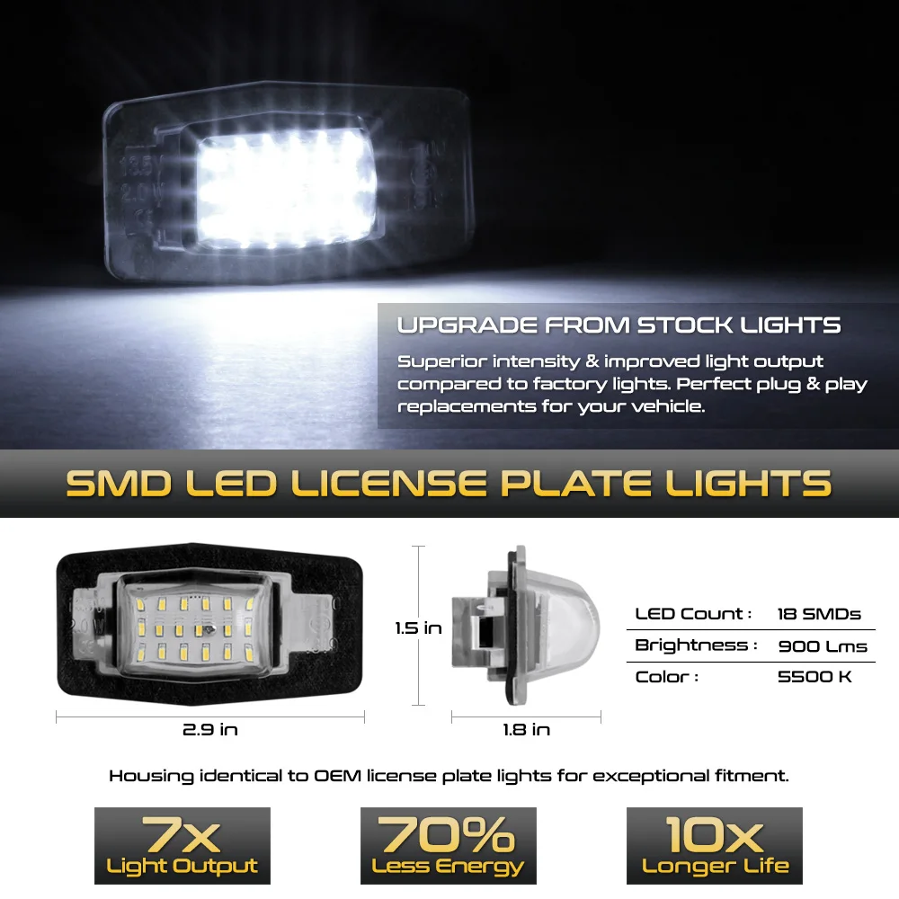 

2 Pieces Car LED License Plate Light Lamp 6000K For Ford Escape Miata Tribute MPV Mercury Car Full LED License Plate Light Lamp
