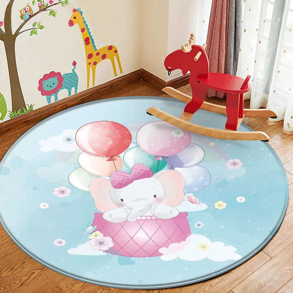 

Wholesale Kids Flannel Carpet Printed Blue Balloon Pattern Rug Child Play Mat For Living Room Portable Floor Anti Slip Tapis