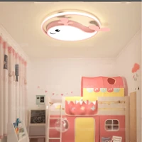 small whale blue pink creative cartoon fixture simple childrens room led warm white dimming metal paint acrylic ceiling lamp