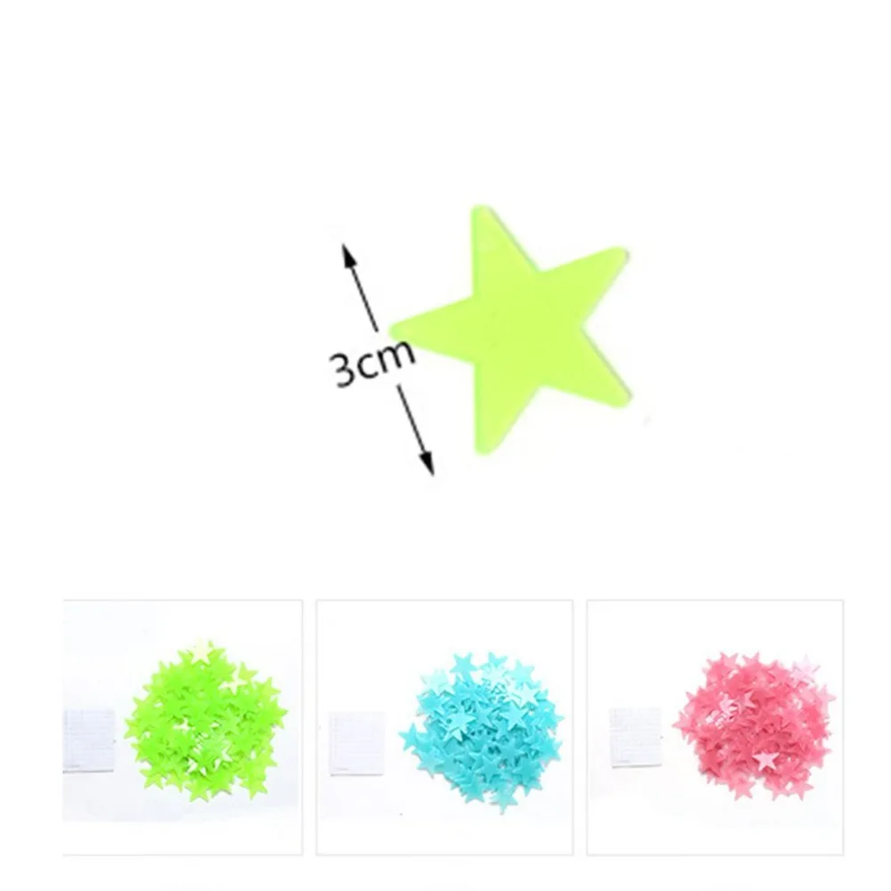 

100PCS/Bag 3D Stars Glowing Wall Stickers Luminous Fluorescent Wall Stickers For Kids Baby Room Bedroom Wall Decals Papers