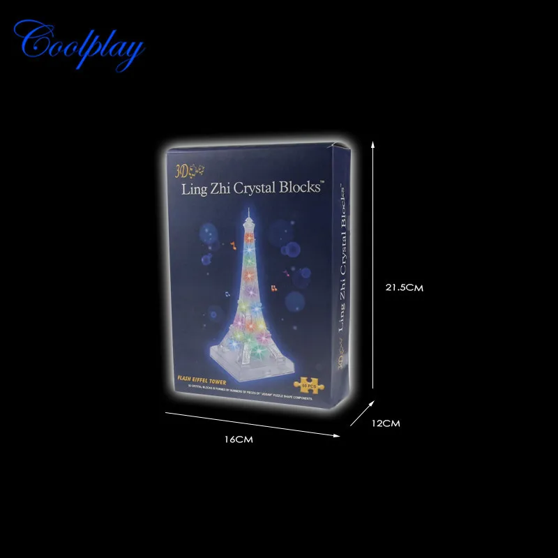 

3DSelf-Contained Flash Paris Eiffel Tower Crystal Building Blocks Stereo Crystal Puzzle DIY High Challenge Building Blocks Fancy