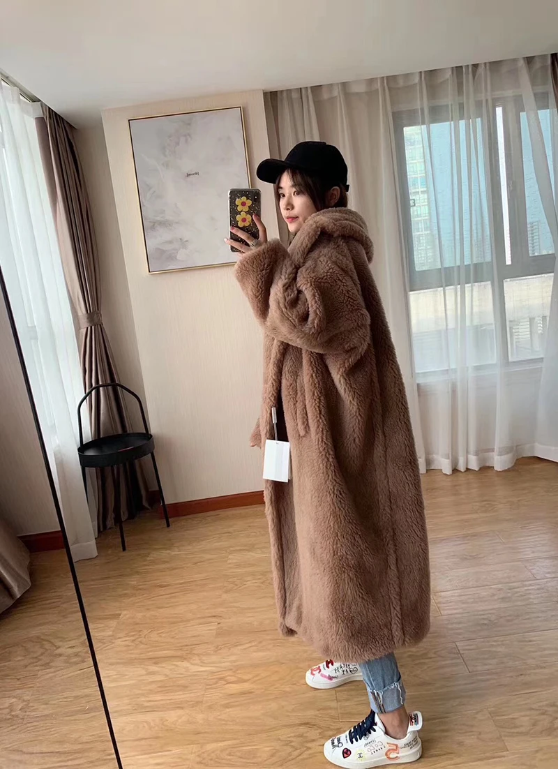 Maylofuer, Новое поступление,, Настоящее пальто из овечьей шерсти, Женская длинная куртка из овечьей шерсти