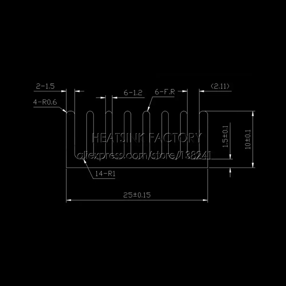 10 шт./лот серебристый/черный 25x25x10 мм алюминиевый радиатор IC Радиатор для чипа ЦП