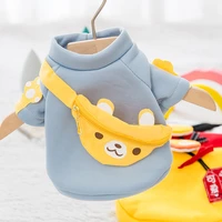 cartoon pet dog sport leisure sweater coat puppy cat cute two legged pullover clothes with bear bag for small medium dog cat