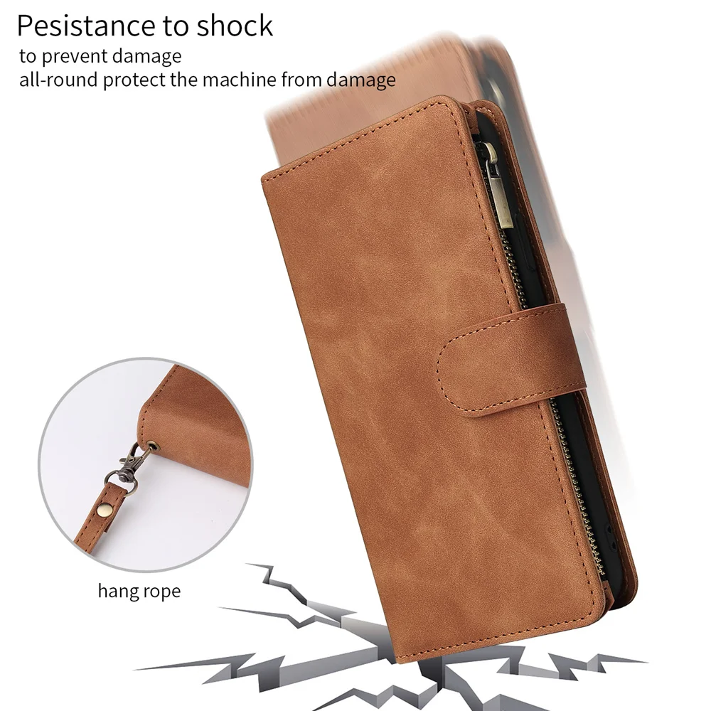 Flip Leather Case For Samsung Galaxy A52 A72 A32 A22 A33 A53 A51 A71 A12 A21S A41 A31 A50 A70 A30 A20 E A40 Zipper Wallet Cover