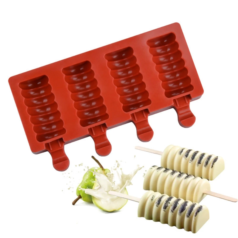 

4 Cavities Ice Cream Mold Silicone Popsicle Mold Homemade Ice Cream Mold For DIY Popsicle Cake Jelly High Quality And Easy Clean