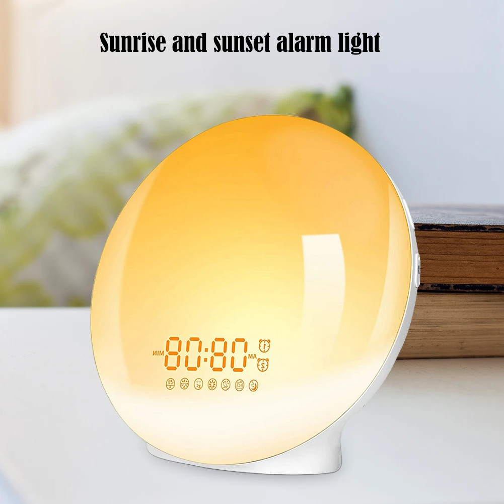 

Smart Light Workday Digital Alarm Clock with 7 Colors Sunrise Sunset LED Lamp Snooze Function Desk Supplies