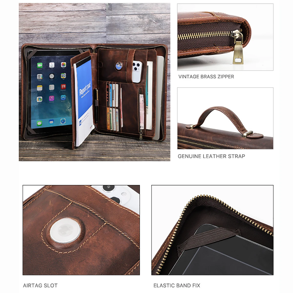 cow leather portfolio case for ipad pro 12 9 11 cover laptop macbook air pro 13 sleeve ipad 10 2 2021 9th 8th 7th a5a4 document free global shipping