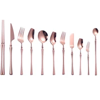 mirror rose gold cutlery tableware sets 1810 stainless steel dinnerware set forks spoons knives chopsticks dishwasher safe