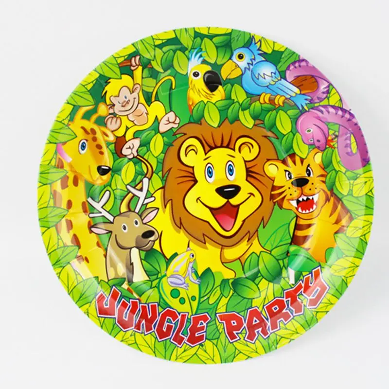 paper plate 6pcs 20 шт./лот Подарочная сумка с рисунком короля льва для вечеринки в честь рождения ребенка Подарочная сумка для конфет вечерние одноразовые пластиковые пакеты в стиле джунглей - Цвет: paper plate 6pcs