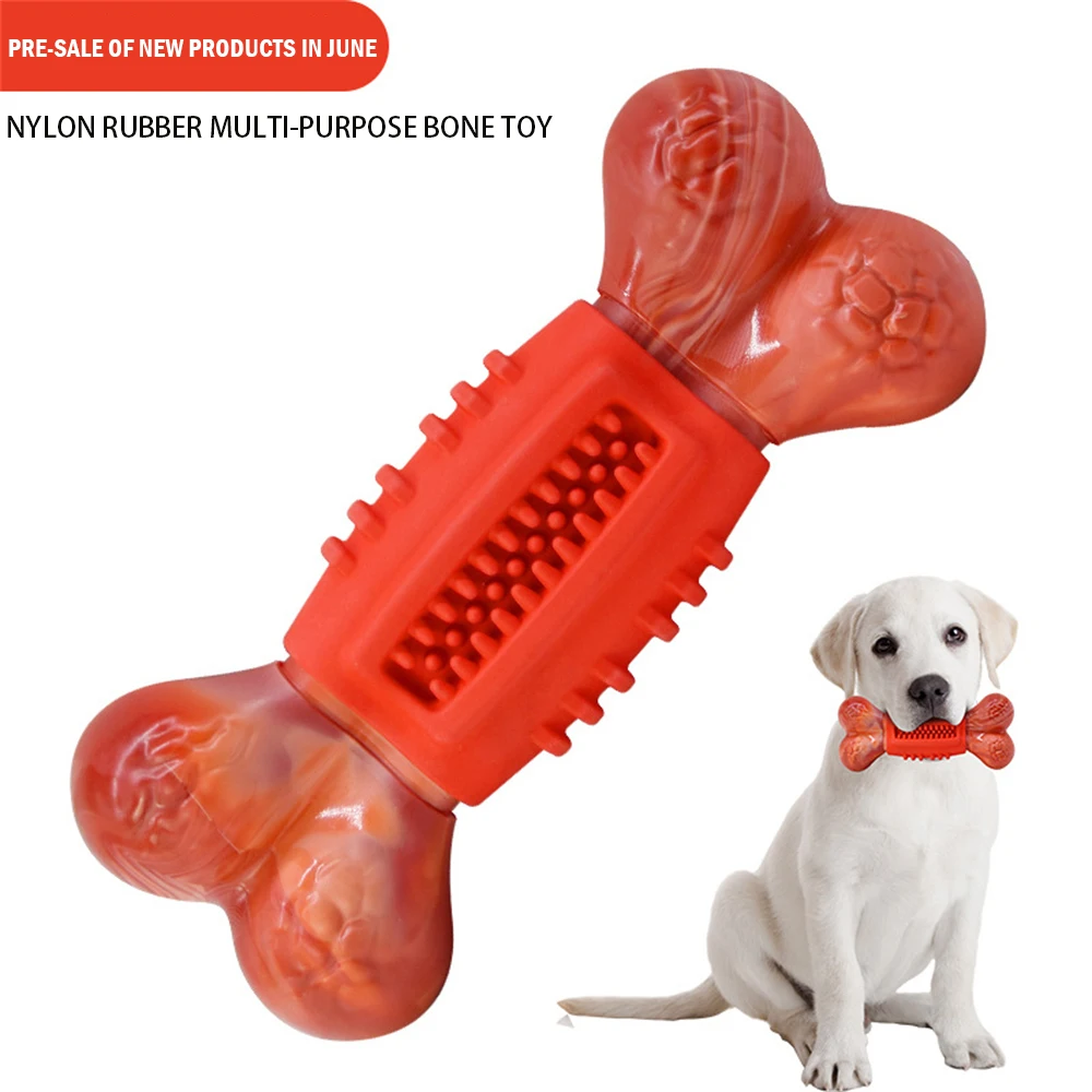 

1 PCS Non-Toxic Dog Chew Toy for Aggressive Chewers, Durable Dog Bone Toy, Nylon Rubber Dog Teether Cleaning Chews Toys