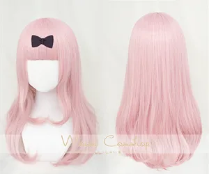 Парик для косплея Fujiwara Chika Kaguya-sama: Love Is War, 55 см, розовые парики для косплея, парик, Шпилька для волос с черным бантом