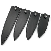 4 sizes black first layer leather straight knife sheath cook chef knives cowhide cover kitchen scabbard with buckle genuine real