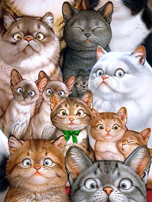 

DIY 5D Diamond Painting Embroidery Animals Family Diamond Mosaic Cat Cross Stitch Needlework Rhinestones Pictures Home Decor