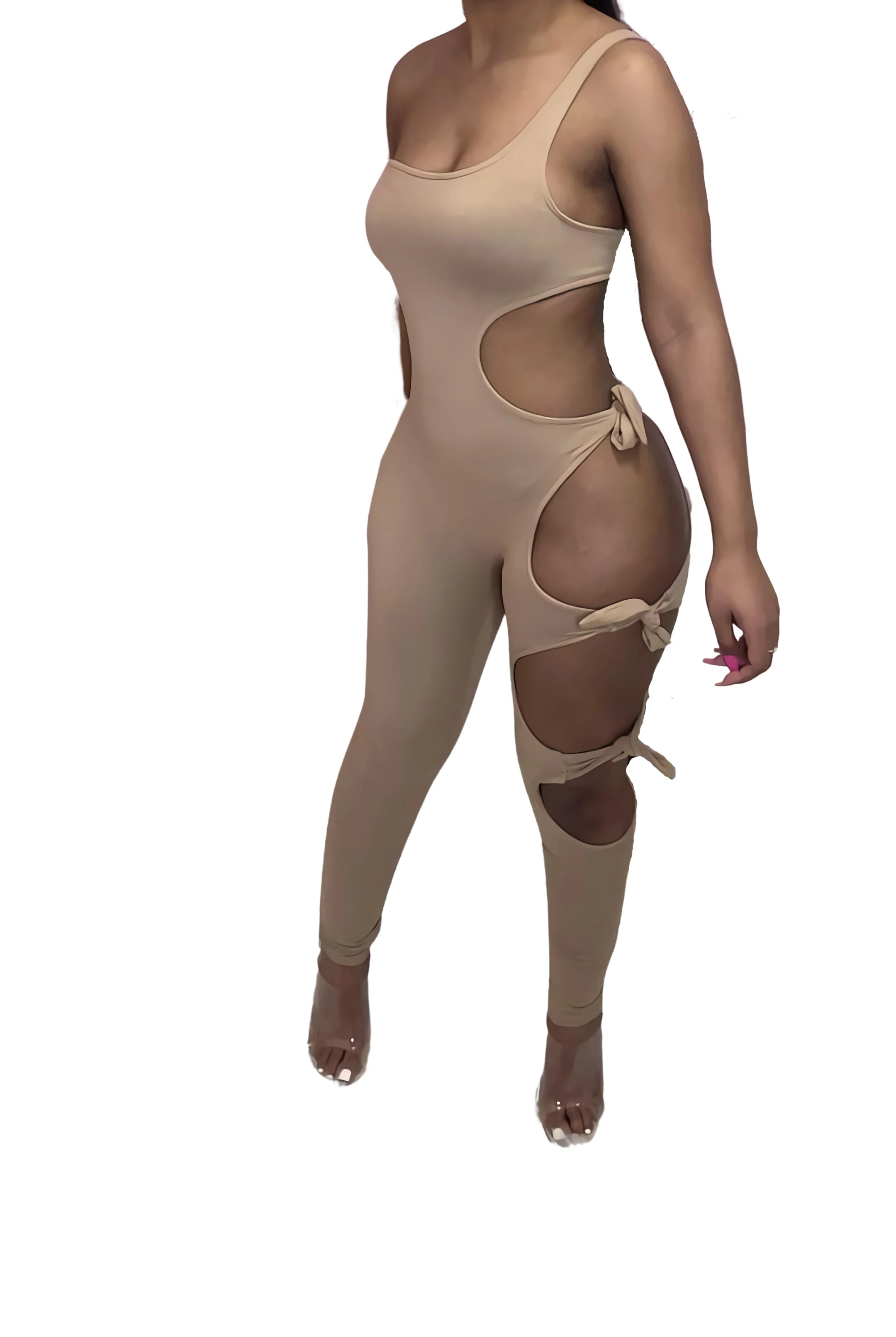 

Women Sexy Hollow Jumpsuit Women Outdoor Sports Jumpsuit Pure Color Jumpsuit