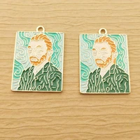 10pcs 23x30mm enamel abstract human painting charm for jewelry making earring pendant bracelet necklace charms craft accessories