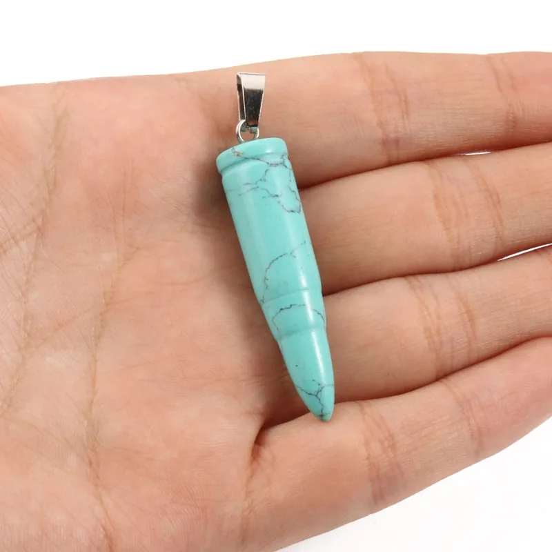 

1pcs 43mm Natural Stone Gem Pendant Bullet GEOMETRIC Charms Pendants for Jewelry Making Handmade Diy Bracelet Necklace Wholesale