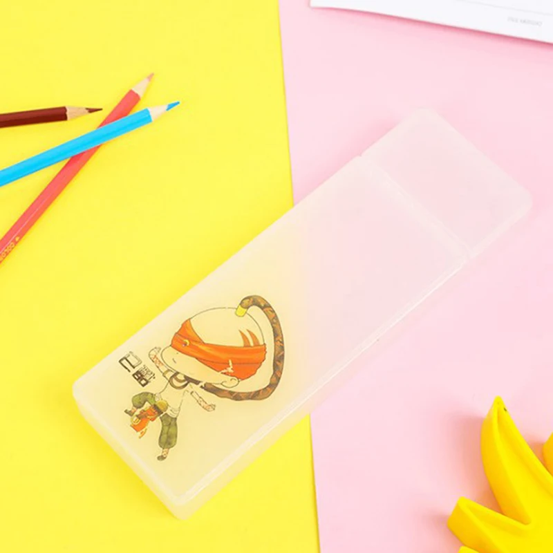 

1pc Cute Kawaii Simple Solid Color Pencil Case Pencil Box Plastic Storage Box Learning Stationery Office Supplies