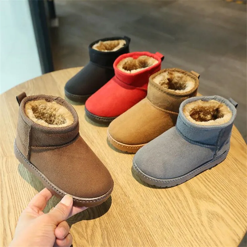 

MHYONS 2020 Winter Girls Boot Boys Snow Boots Children Ankle Plush Cotton-Padded Suede Warm Booties Fashion Baby Shoe Sneakers