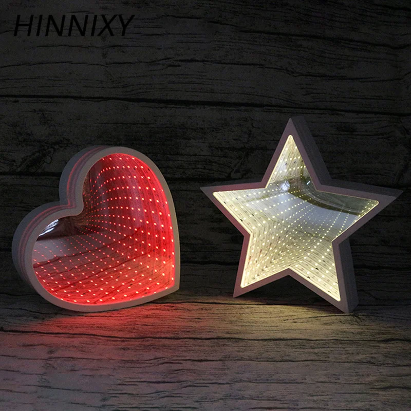 Hinnixy LED туннель белый ночник Сердце Звезда облако форма косметическое зеркало