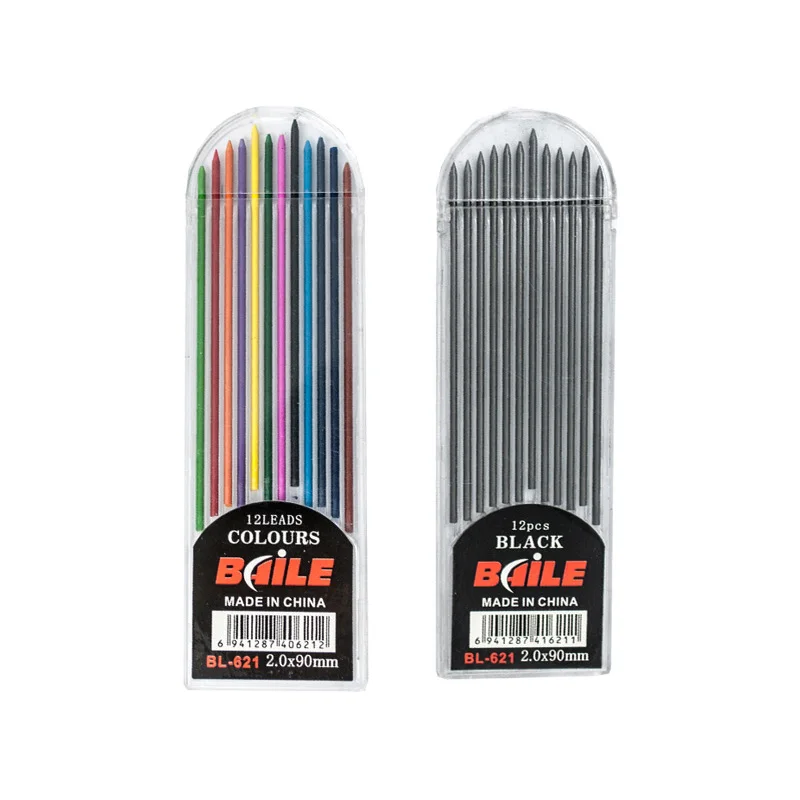 

2.0mm Mechanical Pencil Set 2B Automatic Pencils With 12pcs Gray/Colorful Pencil Lead for Drawing Writing Tools Stationery