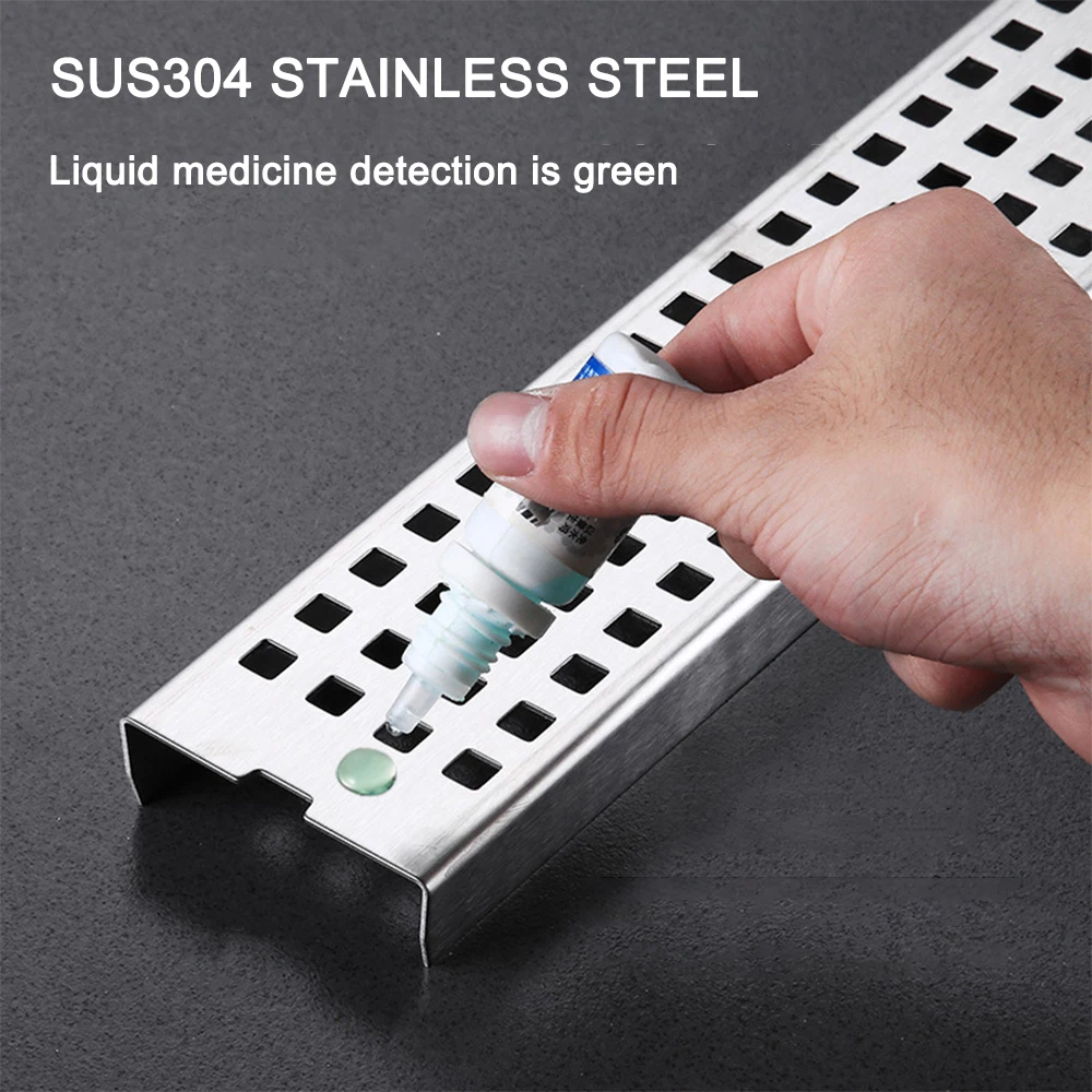 20 100cm silver side outlet floor drain square pattern bathroom shower drainage rectangle stainless steel waste drain strainer free global shipping