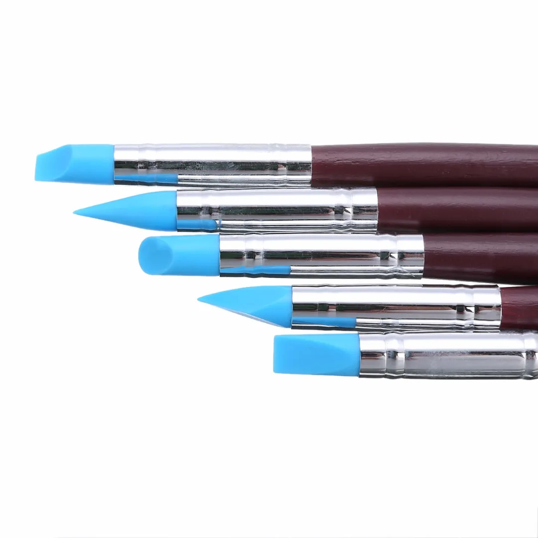 5 шт. деревянная ручка Силиконовая Резиновая глина формирователь скульптуры Fimo