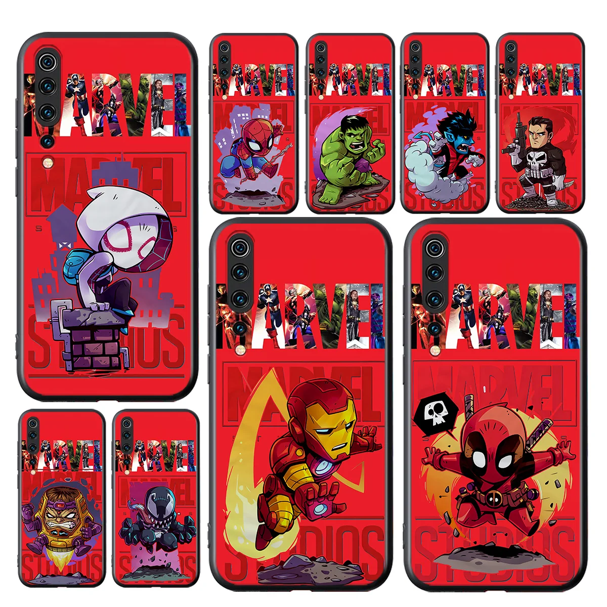 

Phone Case For Xiaomi Mi 11i 11 10T 10i 9T 9 A3 8 Note 10 Ultra Lite Pro 5G CC9 SE Marvel cute cartoon Black Soft Cover