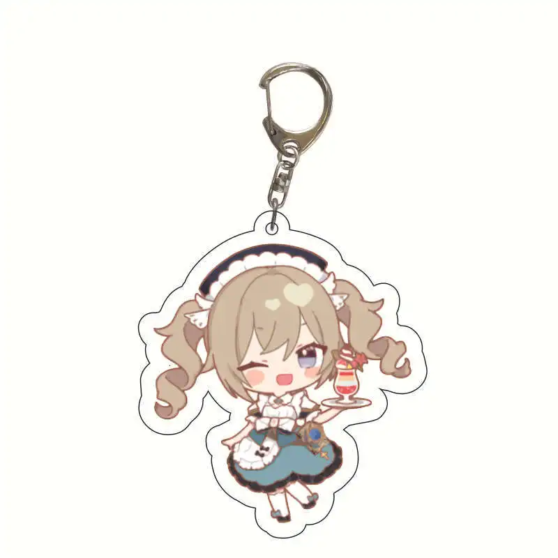 Game Genshin Impact Restaurant Waiter Cosplay Keychain Badge Accessories Key Chain Cartoon Pendant Christmas Gifts | Украшения и