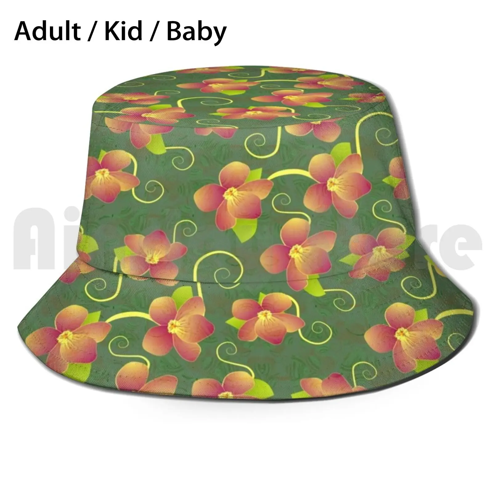 

Pink Gold Violets On Green Floral Pattern Sun Hat Foldable UV Protection Flower Floral Unique Flower Flowers Floral