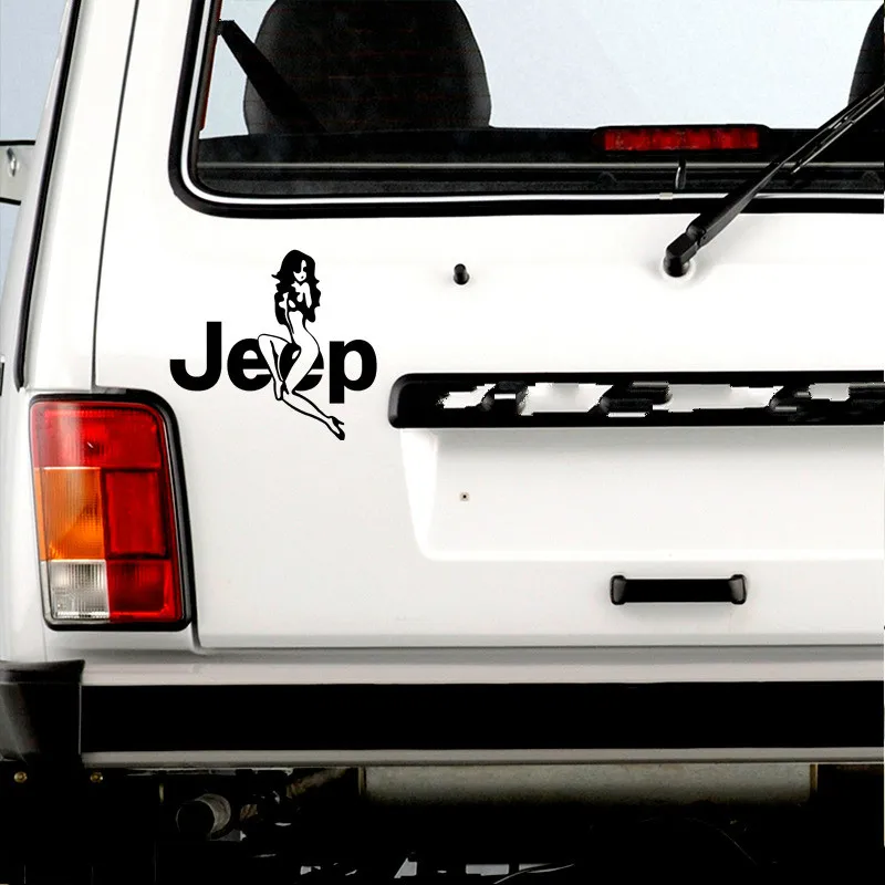 

Creative Fine Cartoon Sexy Woman Girl Jeep Girl Car Sticker Vinyl Auto Accessories Car Window Car Styling Decal Kk15*14cm