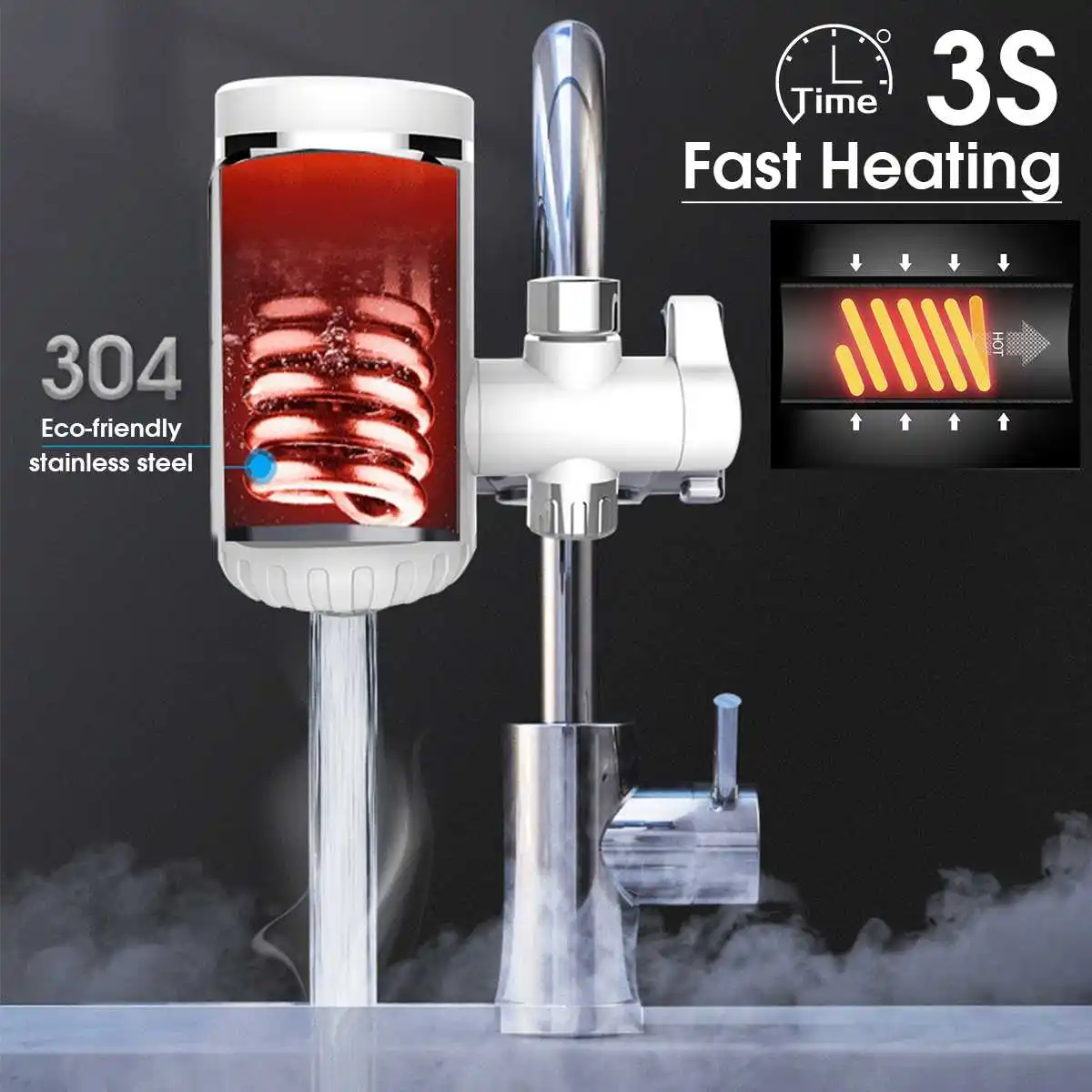 

Faucet Tankless Digital Instantaneous Water Heater Water Tap with Adapter Electric Hot Faucet Water Heater Kitchen Cold Heating