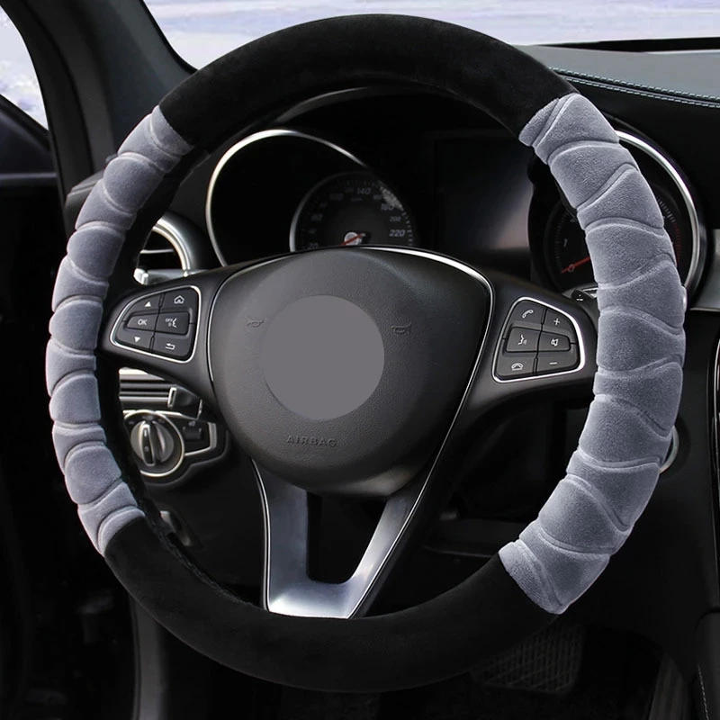 

Plush Car Steering Wheel Cover Fashion Winter Car Steering Wheel Accessories Cold Warm Printed Plush Handle Cover