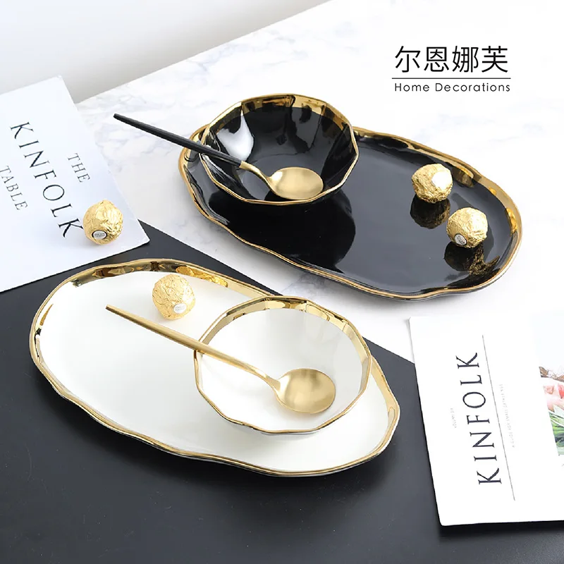 Роскошные наборы тарелок в скандинавском стиле креативные керамические