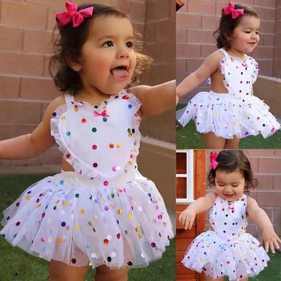 

Newborn Infant Baby Girl Romper Dress Sequin Dot Tulle Tutu Dress Outfits Toddler Baby Girls Summer Clothes Sunsuit for Children