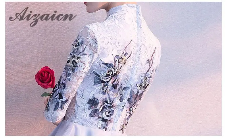 Вышивка Cheongsam длинное китайское Восточное вечернее платье элегантные платья принцессы красные Qipao Свадебные Летние женские сексуальные цветы