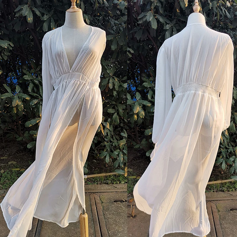 

Robe Kaftan Beach Dress Swimsuit Wear Pareos For Chiffon Tunics Cover Up Cardigan Bathing Suit Swim Sarong Summer